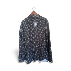 Recognition MENS Cross Print Button Front Long Sleeve Shirt Black Size 3XL